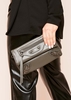 Rhea Charcoal Faux Leather Envelope Clutch Bag