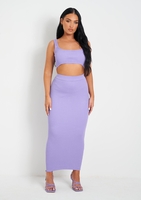 Robyn Lilac Rib Knit Bralet and Midaxi Skirt Co-Ord