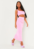 Robyn Pink Rib Knit Bralet And Midaxi Skirt Co-Ord