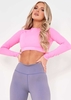 Rohina Pink Missy Empire Long Sleeve Gym Crop Top
