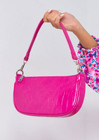 Roma Pink Croc Print Shoulder Bag