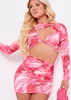 Romina Pink Marble Print Mini Skirt