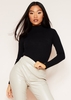 Rosie Black High Neck Super Soft Rib Knit Long Sleeve Top