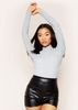Rosie Grey High Neck Super Soft Rib Knit Long Sleeve Top