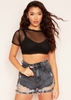 Ruby Black Highneck Mesh Crop Top