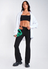 Sabina Black Ring Cut Out Detail High Waisted Flared Trouser