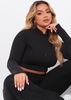 Sade Black Soft Rib Zip Up Long Sleeve Crop Top