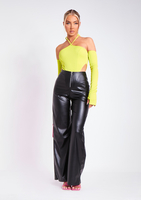 Salma Lime Halter Strap Sleeve Detail Bodysuit