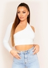 Sam White One Shoulder Long Sleeve Crop Top