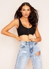 Samantha Black Popper Plunge Ribbed Crop Top