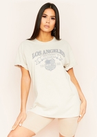 Sana Sand Los Angeles Slogan Graphic Oversized T-Shirt