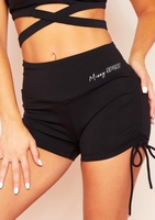 Sandra Black Missy Sport Ruched Side Gym Shorts