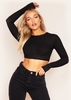 Sandra Black Ribbed Long Sleeve Crop Top