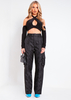 Saoirse Black Cross Halter Neck Top With Sleeves