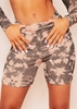 Sarah Beige Acid Wash Ribbed Cycle Shorts