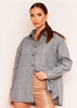 Sarah Grey Check Print Oversized Button Through Shirt