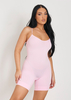 Sariah Pink Ribbed Seamless Strappy Unitard