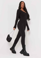 Savannah Black Knitted Long Sleeve Jumpsuit