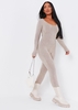 Savannah Oatmeal Knitted Long Sleeve Jumpsuit