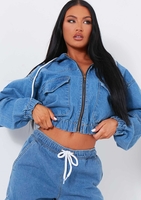 Savina Mid Wash Denim Cargo Jacket