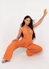 Serenity Orange Plunge Halterneck Wide Leg Jumpsuit