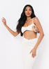 Shahena Cream Ruched Strappy Bralet Crop Top