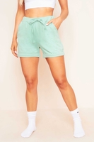 Shyla Green Cuffed Jersey Casual Shorts