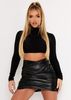 Siana Black Ruched Front Long Sleeve Crop Top