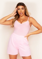 Sidra Pale Pink Smooth Plunge Strappy Bodysuit