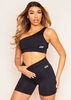 Siera Black Missy Sport One Shoulder Cut Out Gym Top