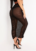 Siobhan Black Mesh Ruched Midi Skirt