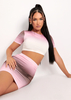 Sloane Pink Ombre Print Cap Sleeve Crop Top