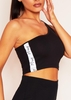 Sofia Black One Shoulder Missy Tape Side Crop Top