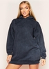 Sofia Charcoal Acid Wash Oversized Hoodie Dress