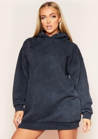 Sofia Charcoal Acid Wash Oversized Hoodie Dress