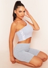 Sofia Grey One Shoulder Missy Tape Side Crop Top