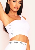Sofia White One Shoulder Missy Tape Side Crop Top