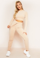 Sophie Nude Soft Ribbed Drawstring Joggers