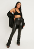 Steph Black PU Ruched Leg Trousers
