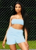 Stormi Pale Blue Velour Bandeau Crop Top