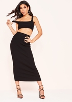 Summer Black Ribbed Knit Midi Co-Ord Set