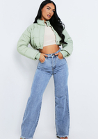 Talia Green Cropped Puffer Jacket