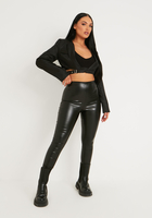 Tallis Black High Waisted Vegan Leather Smooth Finish Leggings