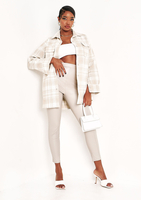 Talma Beige Vegan Leather PU Seamed Trousers