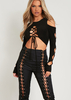 Tamara Black Lace Up Cut Out Crop Top