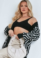 Tanya Black Jaqaurd Print Cardigan