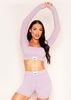 Tarah Mauve Missy Sport Tab Logo Thick Gym Long Sleeve Crop Top