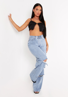 Tatiana Black Satin Lace Crop Top