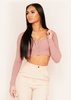 Tavia Mocha Popper Ribbed Crop Top