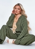 Tegan Khaki Ribbed Knitted Loungewear Set
